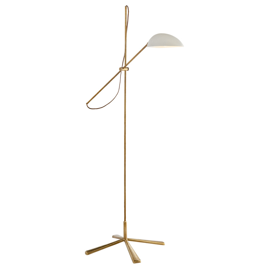 Graphic White Antique Brass Modern Task Floor Lamp