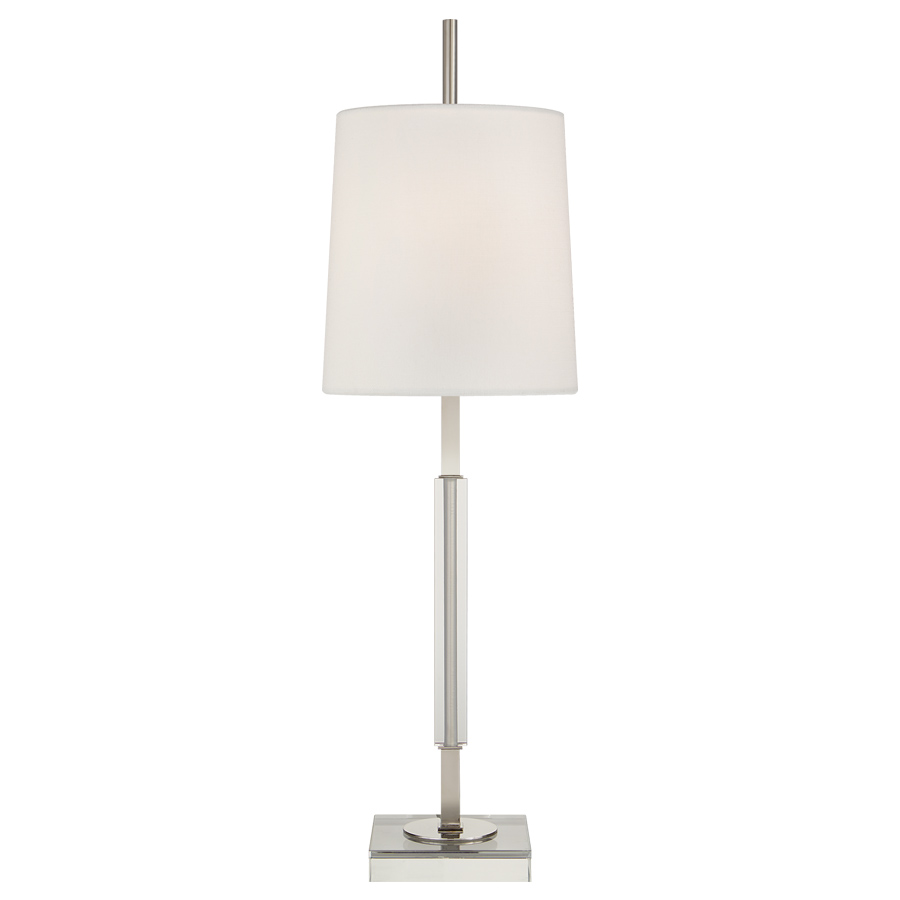 Lexington Medium Polished Nickel and Crystal with Linen Shade Table Lamp