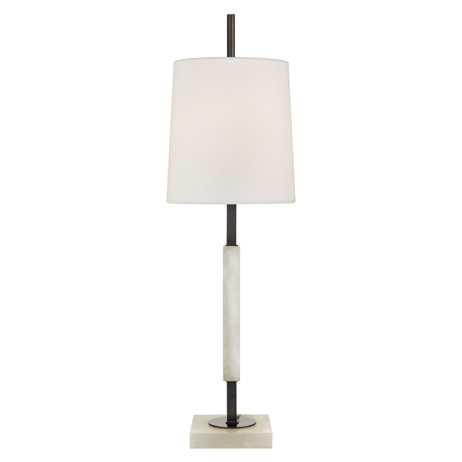 Lexington Medium Bronze and Alabaster with Linen Shade Table Lamp