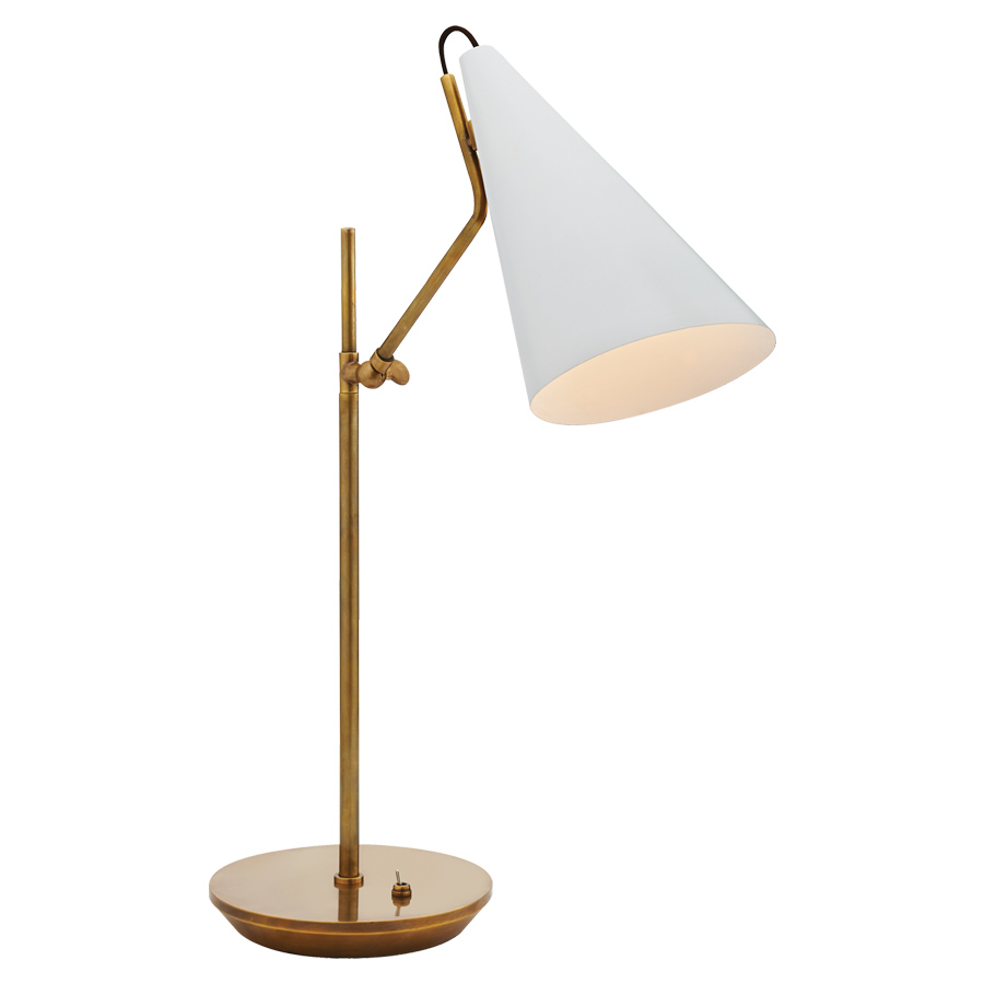 Clemente Antique Brass with White Shades Table Lamp