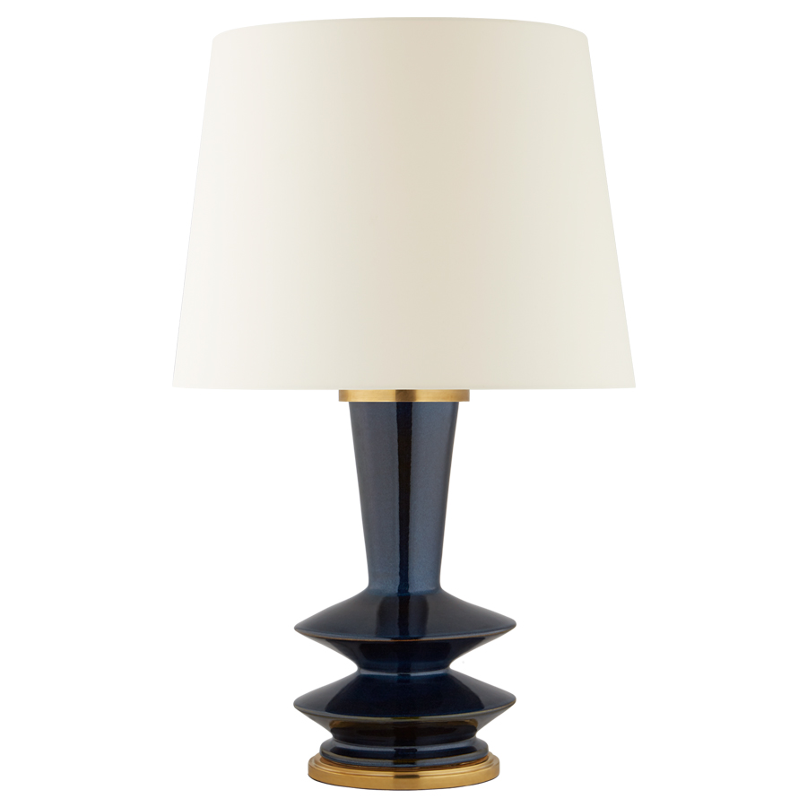 Whittaker Medium Mixed Blue Brown Ceramic with Linen Shade Table Lamp