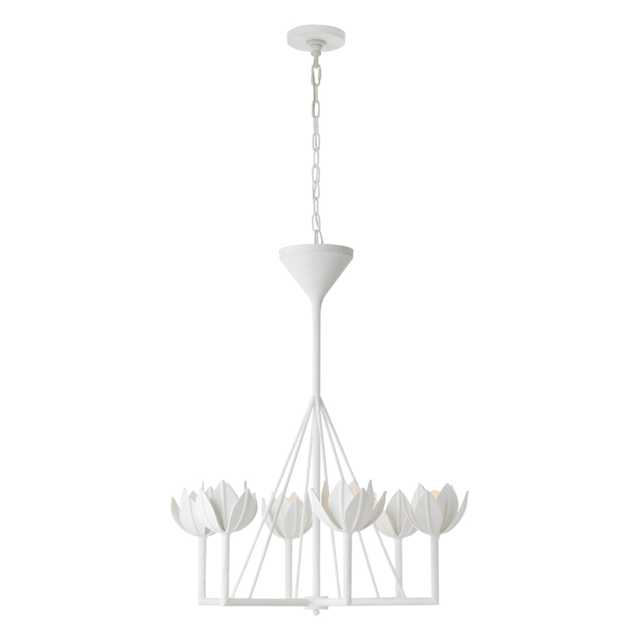 Alberto Small Plaster White Single Tier Chandelier