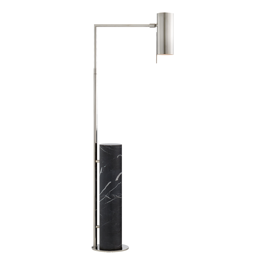 Alma Polished Nickel and Black Marble Floor Lamp