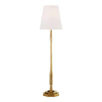 Duffy Medium Antique Brass with Linen Shade Buffet Lamp