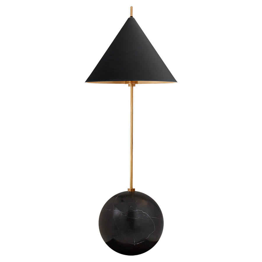 Cleo Orb Base Antique-Burnished Brass with Black Shade Accent Lamp