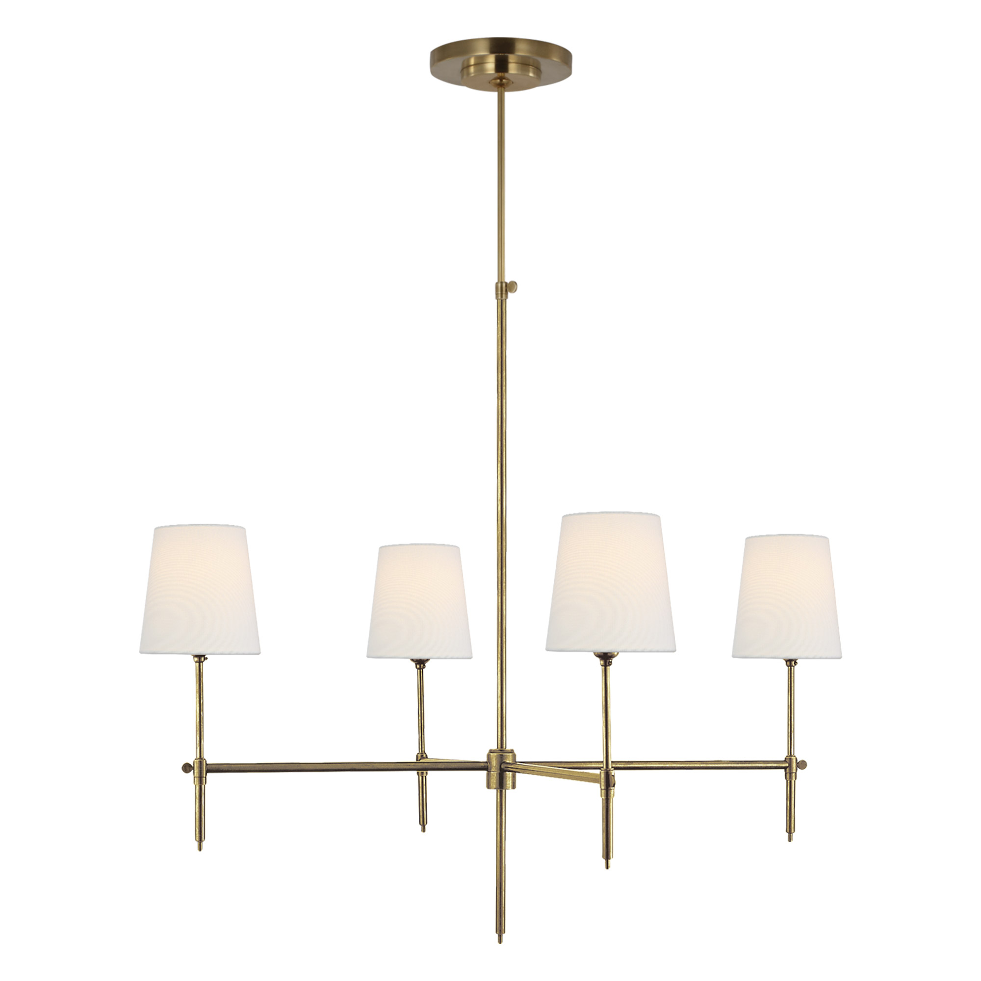 Bryant Large 4 Light Brass with Linen Shades Chandelier