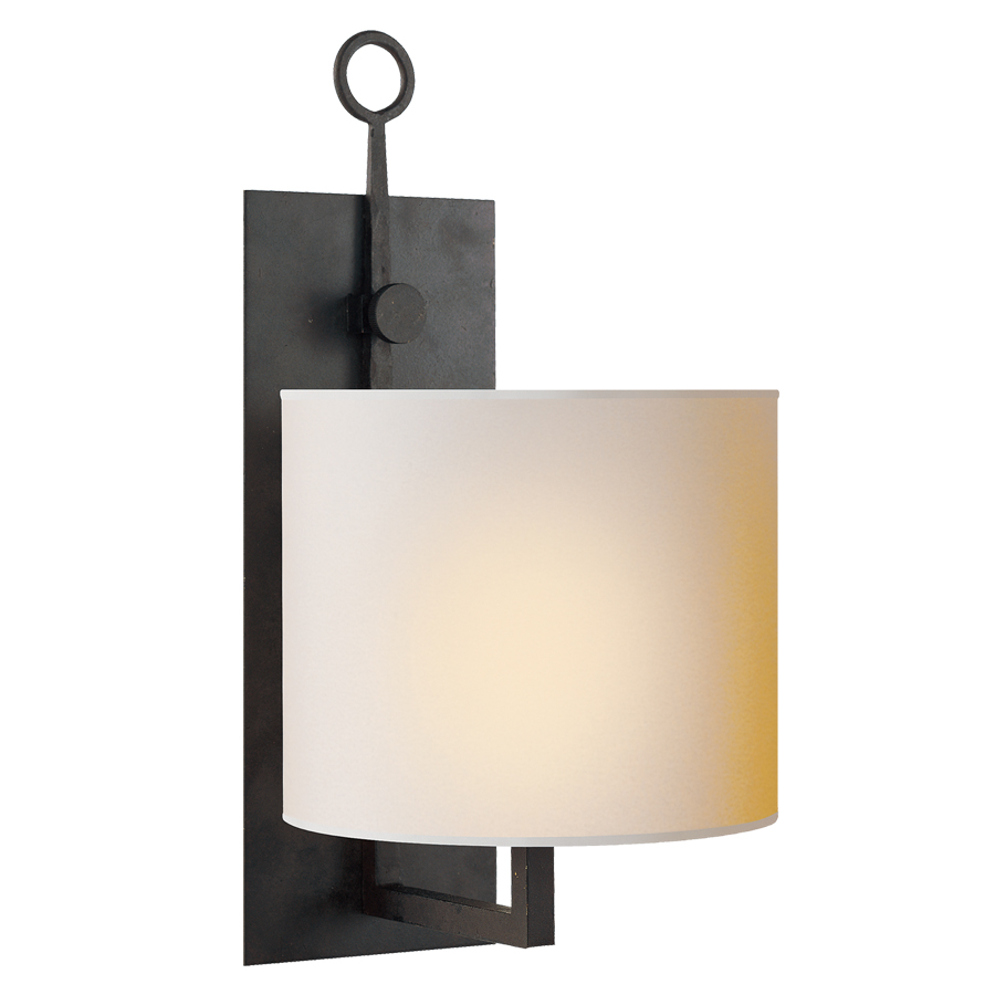 Aspen Iron Black Rust with Natural Paper Shade Wall Lamp