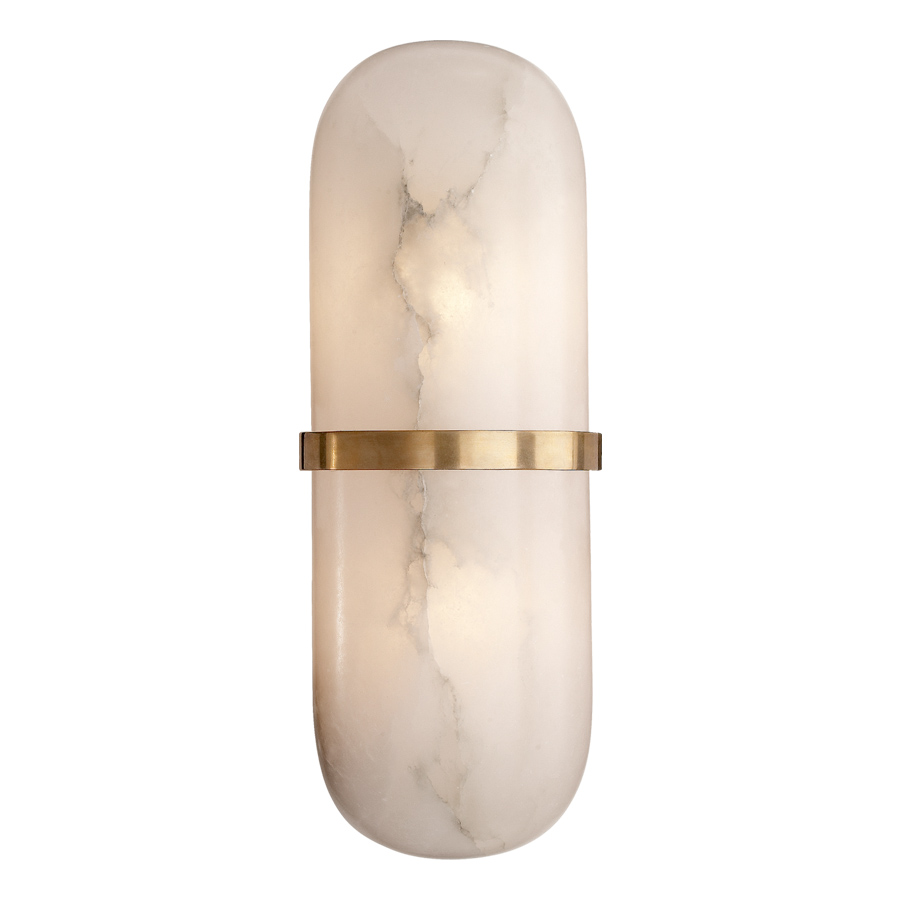 Melange Pill Form with Alabaster Wall Sconce - Antique Brass