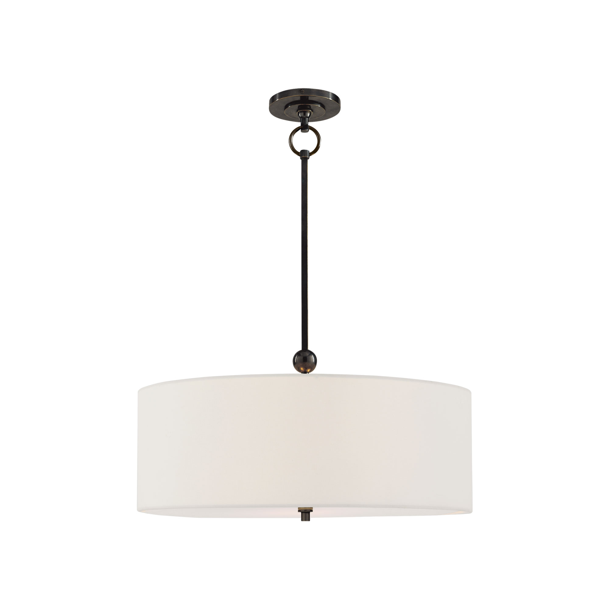 Reed Drum Bronze with Plain Linen Shade Pendant Light