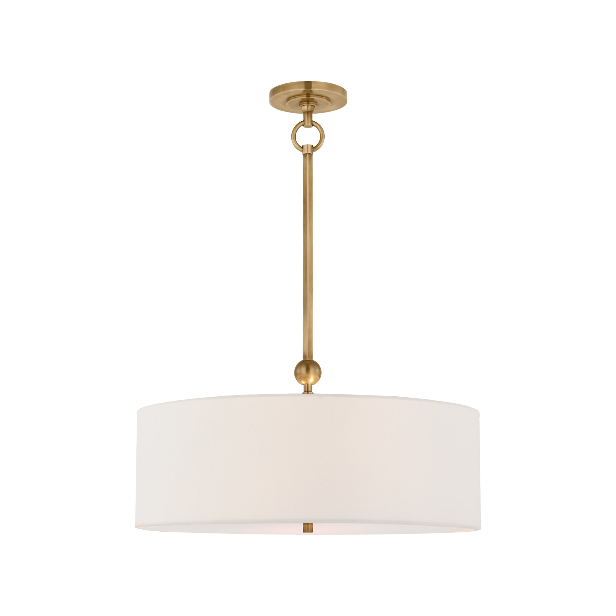 Reed Drum Brass with Linen Shade Pendant Light