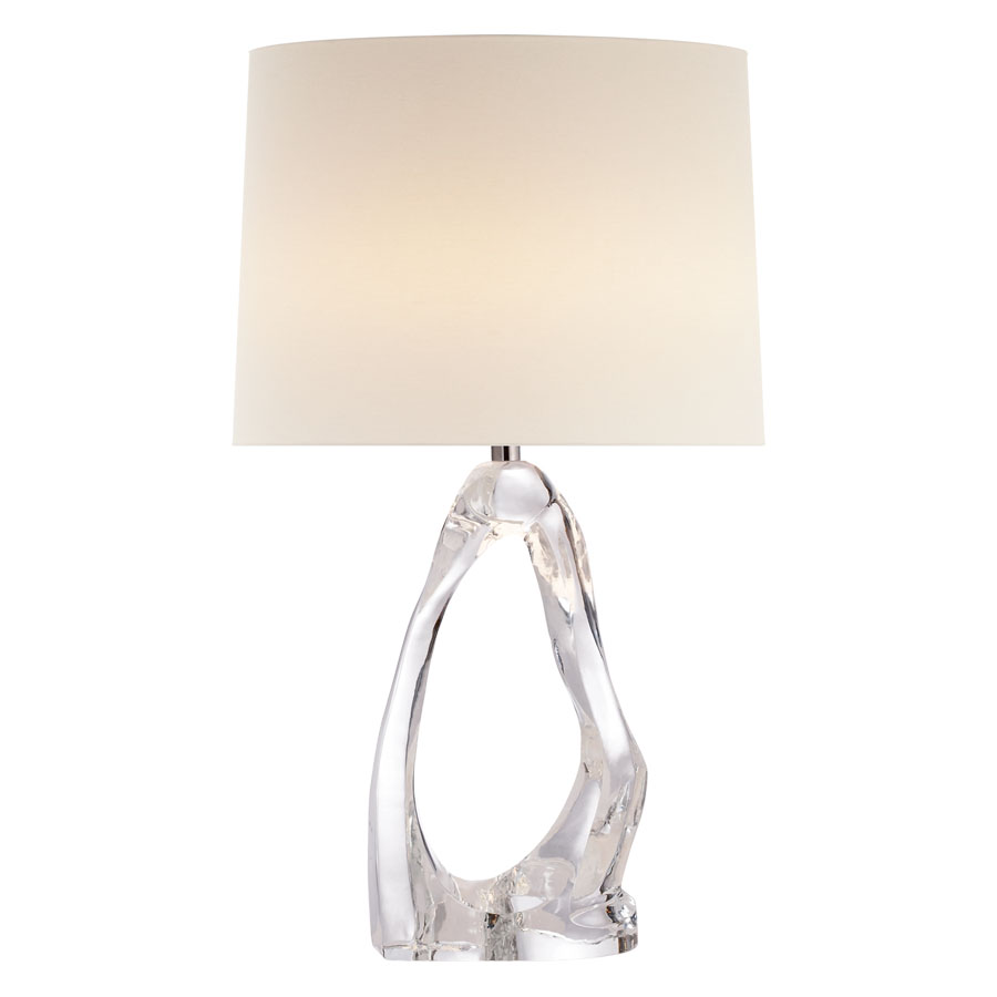 Cannes Clear Glass with Linen Shade Table Lamp