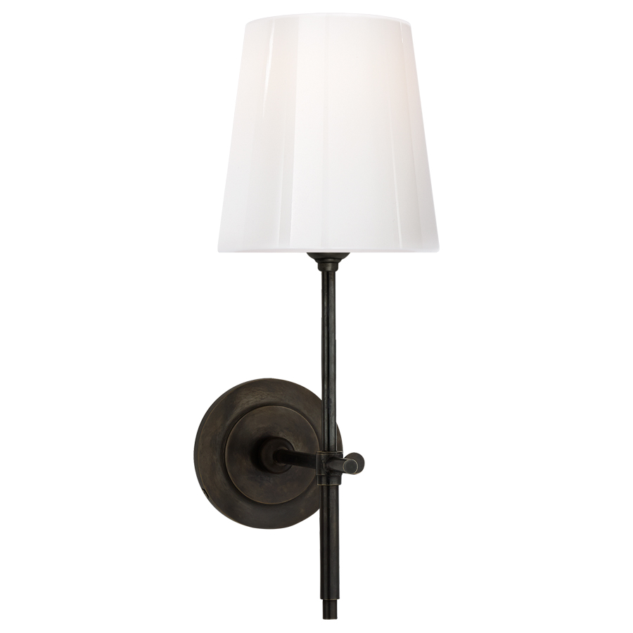Bryant Bronze White Glass Shade Wall Sconce