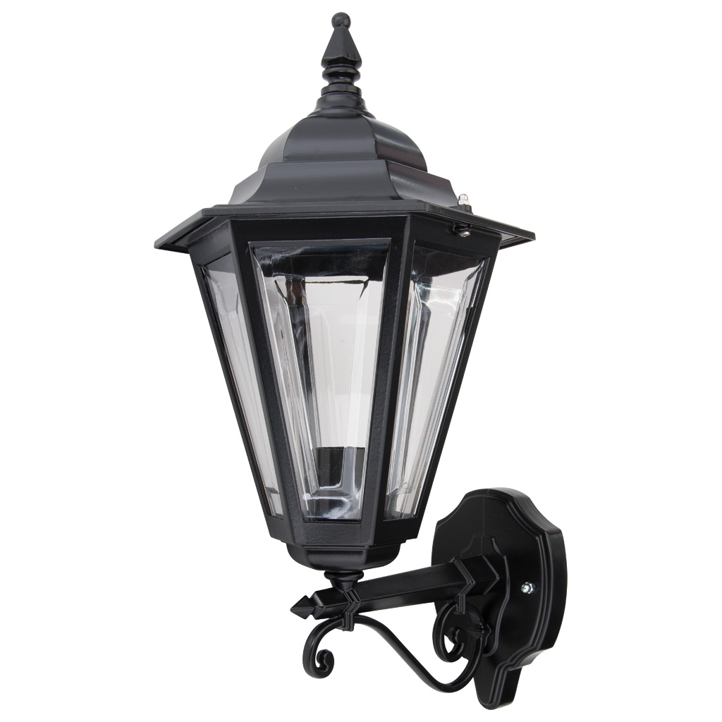 Tortona Acrylic Black Straight Arm Upward Outdoor Lantern Wall Light