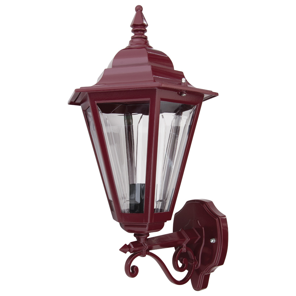 Tortona Acrylic Burgundy Straight Arm Upward Outdoor Lantern Wall Light