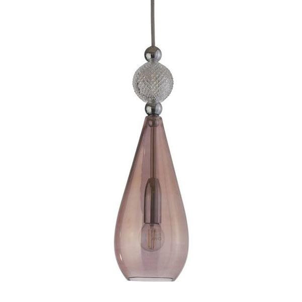 Smykke Drop Obsidian Glass with Crystal Ball Pendant Light