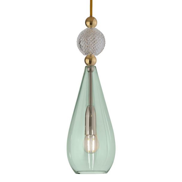 Smykke Drop Forest Green Glass with Crystal Ball Pendant Light
