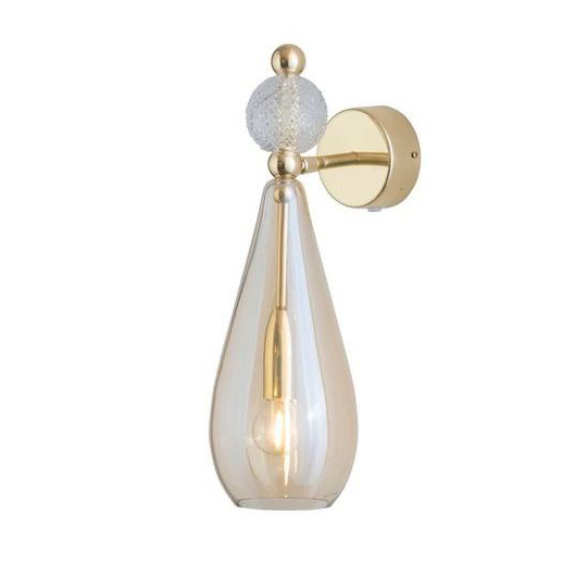Smykke Drop Golden Smoke Glass with Crystal Ball Wall Light
