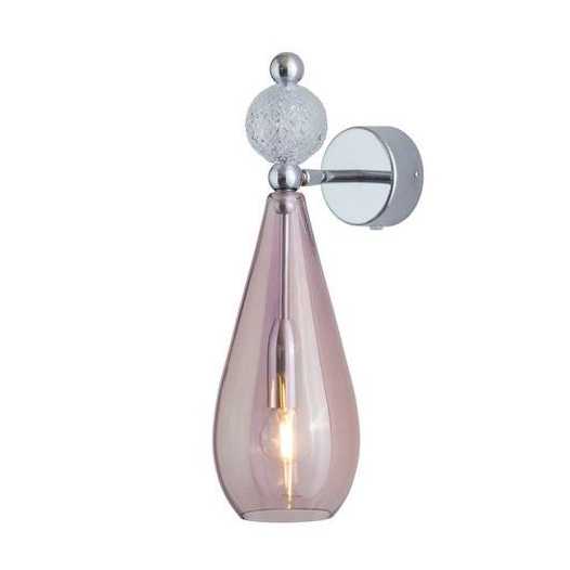 Smykke Drop Obsidian Glass with Crystal Ball Wall Light