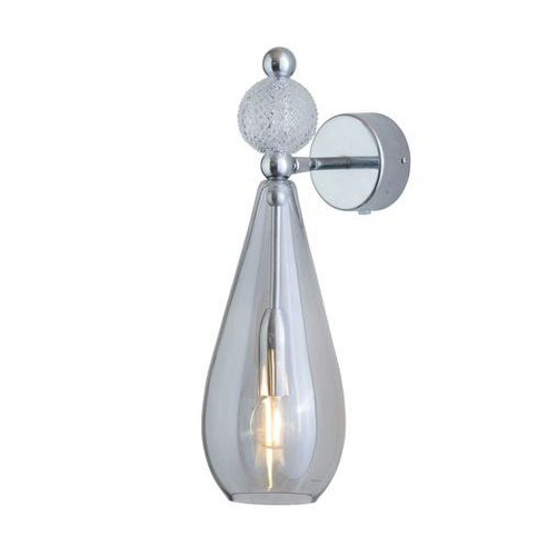 Smykke Drop Smokey Grey Glass with Crystal Ball Wall Light