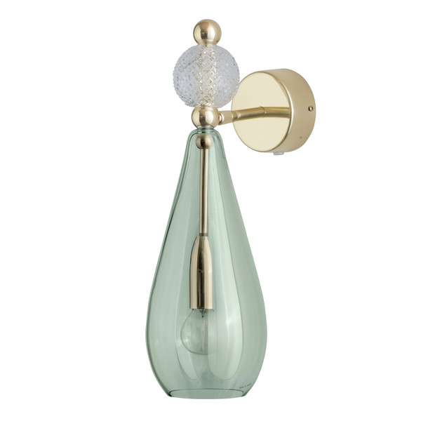 Smykke Drop Forest Green Glass with Crystal Ball Wall Light