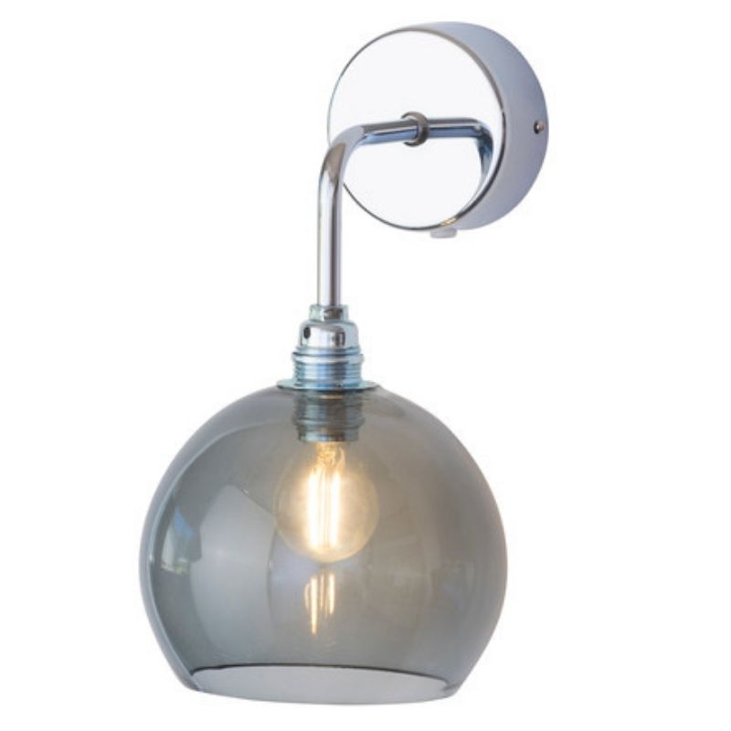 Rowan Dome Smoke Grey Glass Wall Light