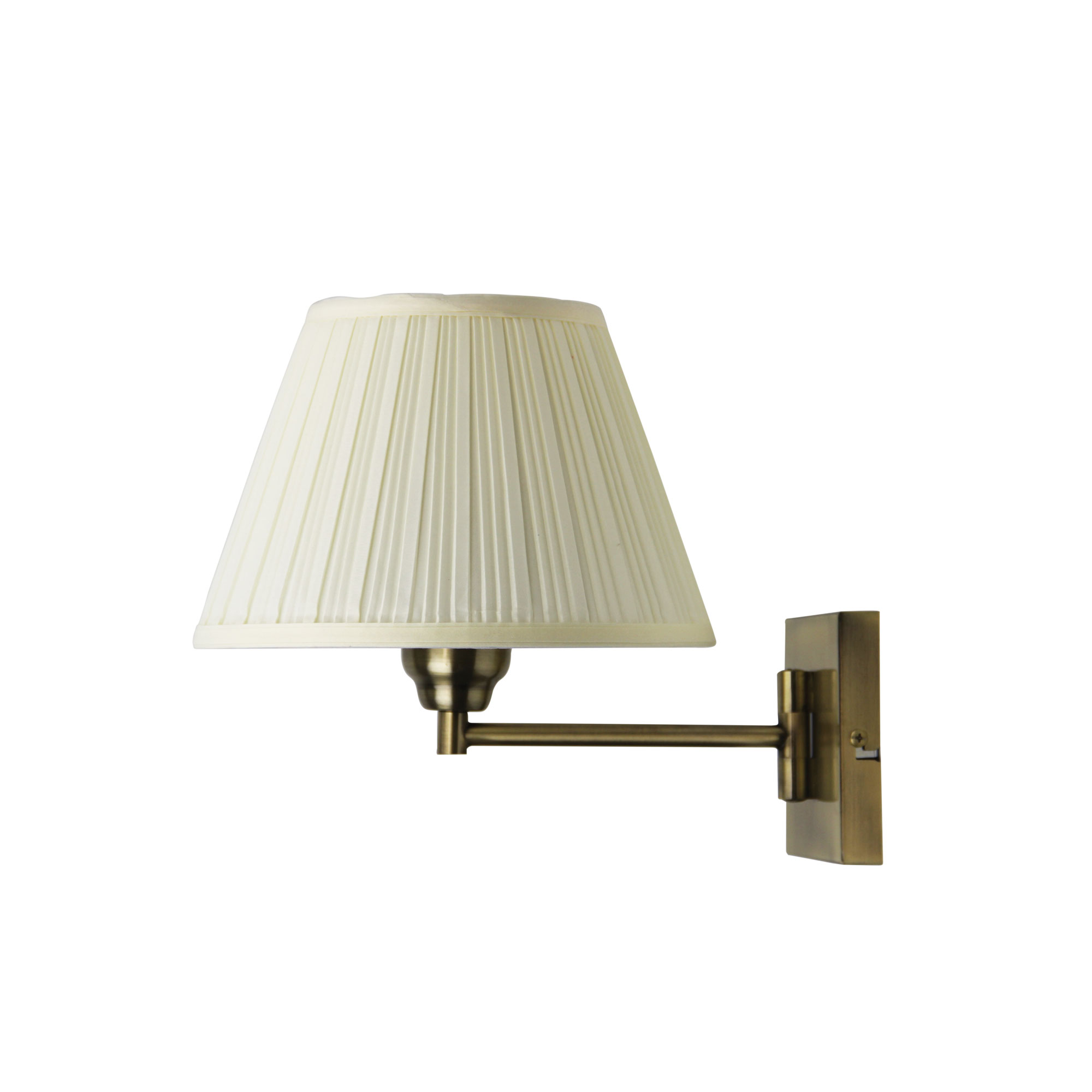 Traditional Swing Arm with Cream Pleated Shade Wall Light