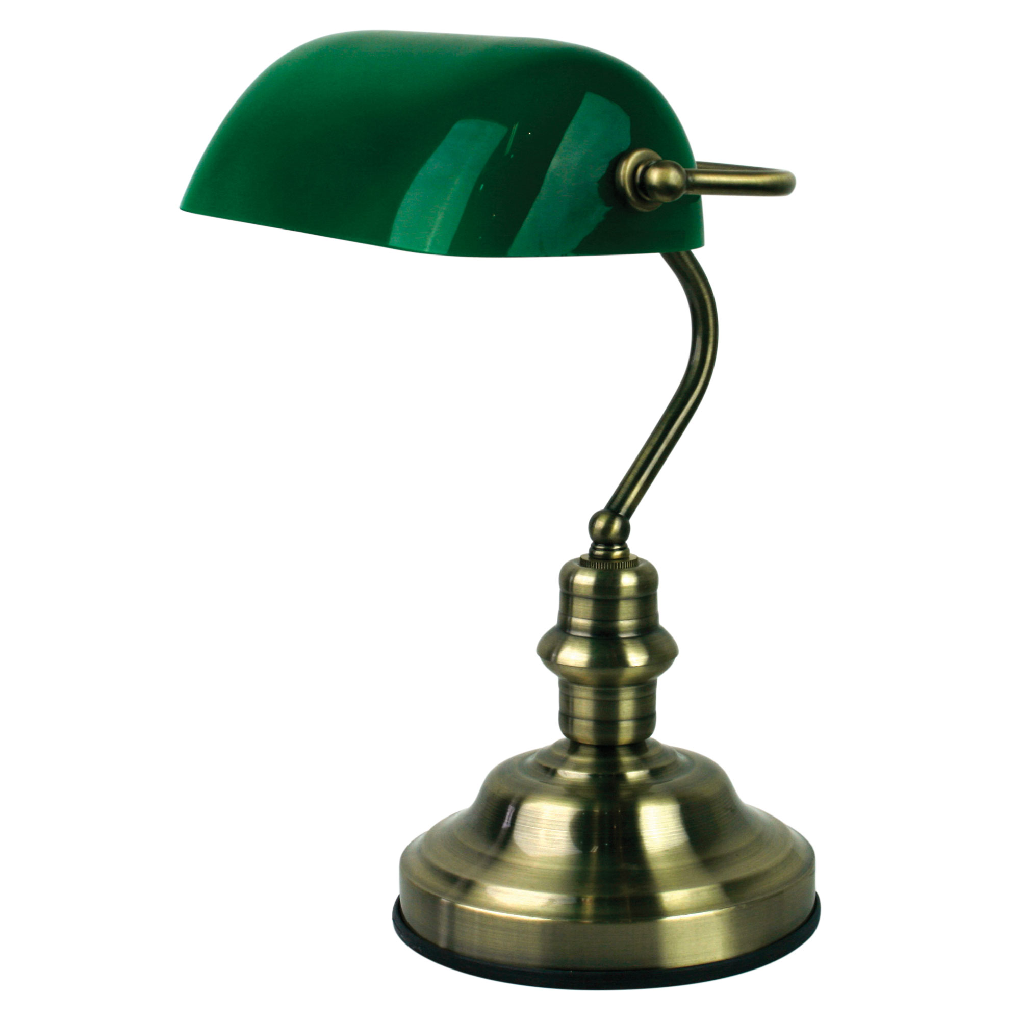 Bankers Antique Brass and Gloss Green Desk Lamp