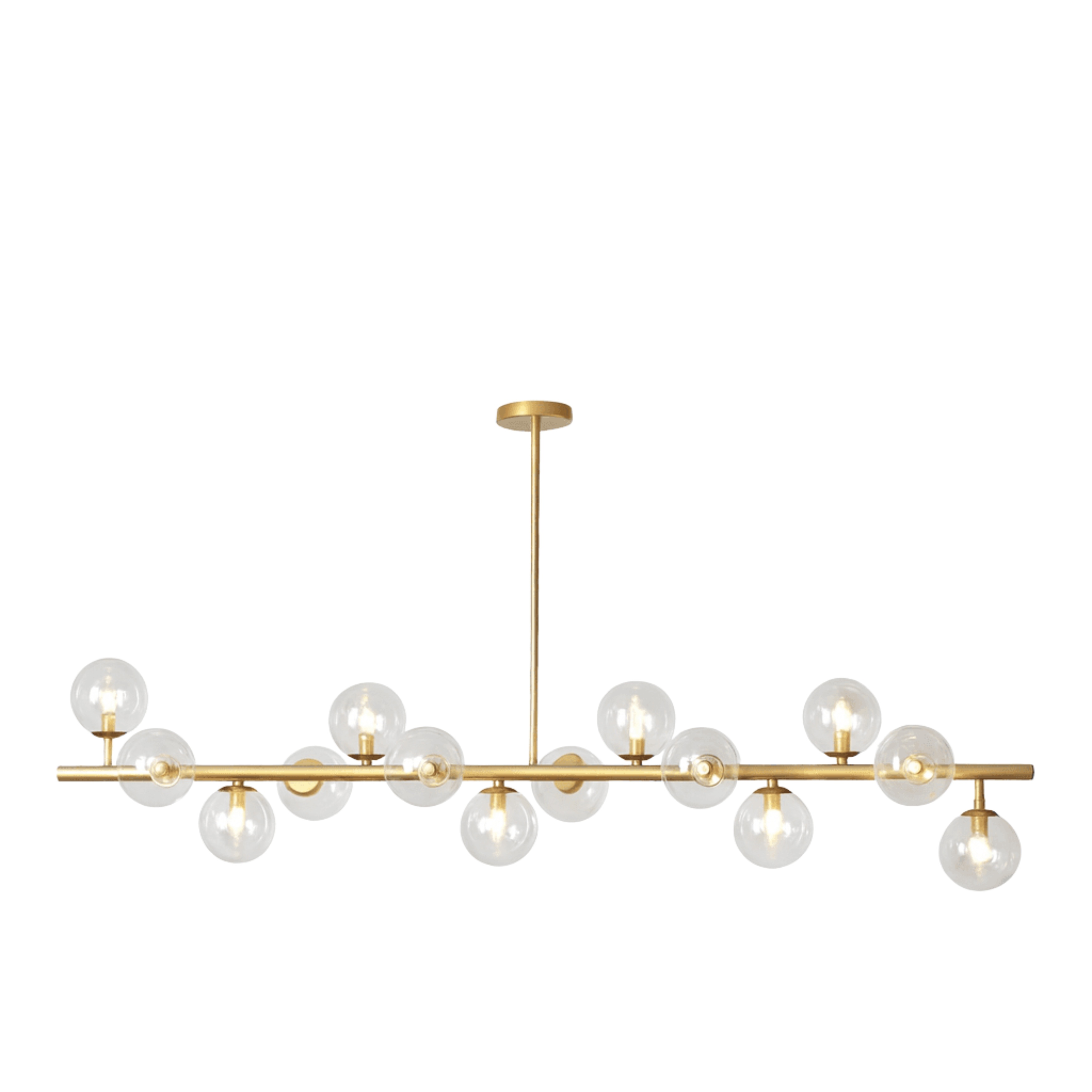 Midnight 14 Light Gold Bar Clear Glass Pendant Light