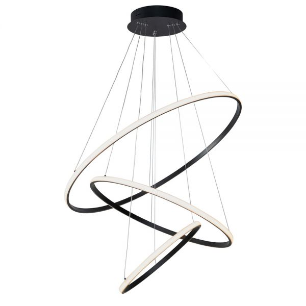 Cali Black LED Three Rings Pendant