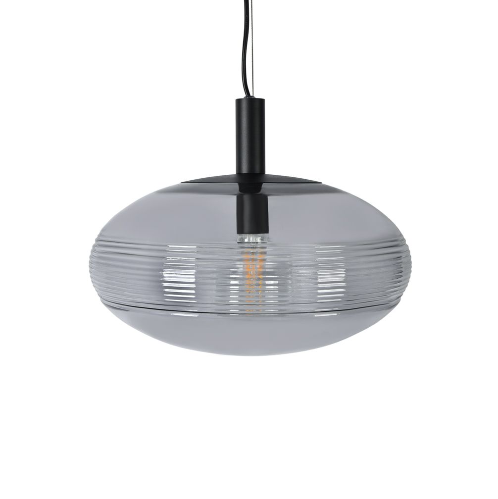 Global Oval Smoke Grey Glass Pendant Light