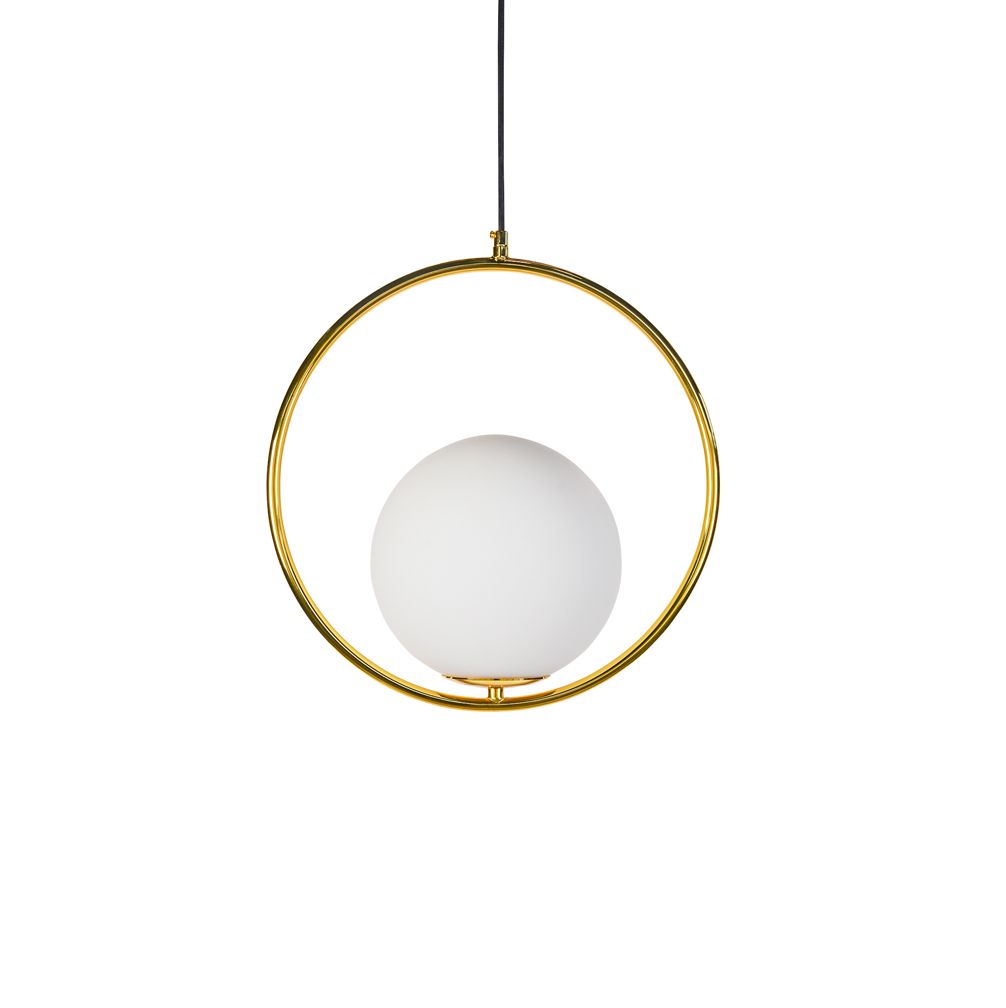 Lucy Round Gold and Opal White Pendant Light