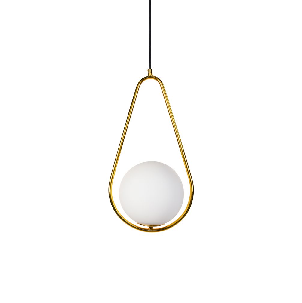 Lucy Triangle Gold and Opal White Pendant Light