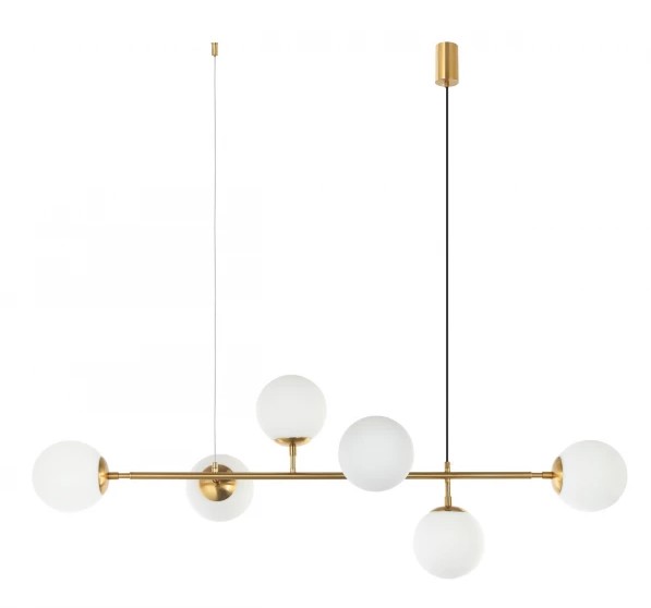 Iris 6 Light Opal White Shades Linear Pendant Light