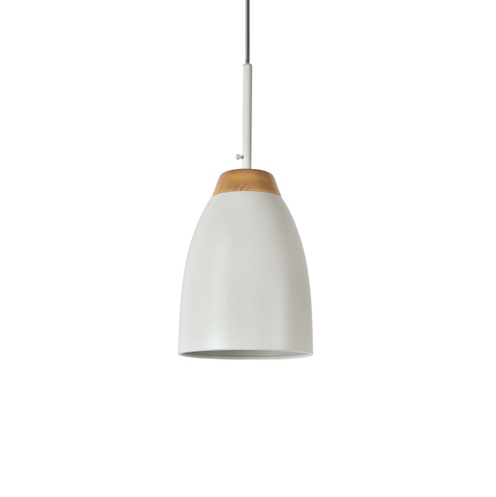 Watchman Bell White Wood Top Single Pendant Light