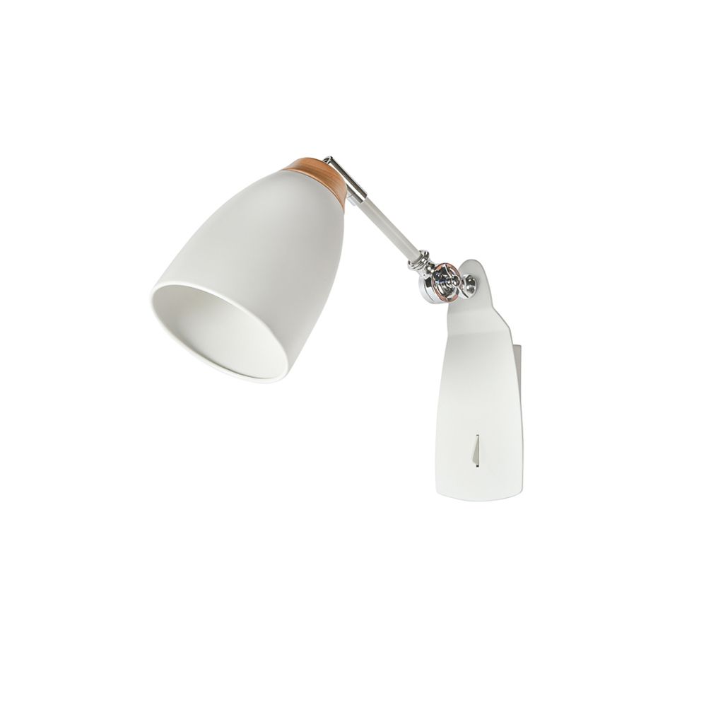 Watchman Bell White Wood Top Wall Light with Switch