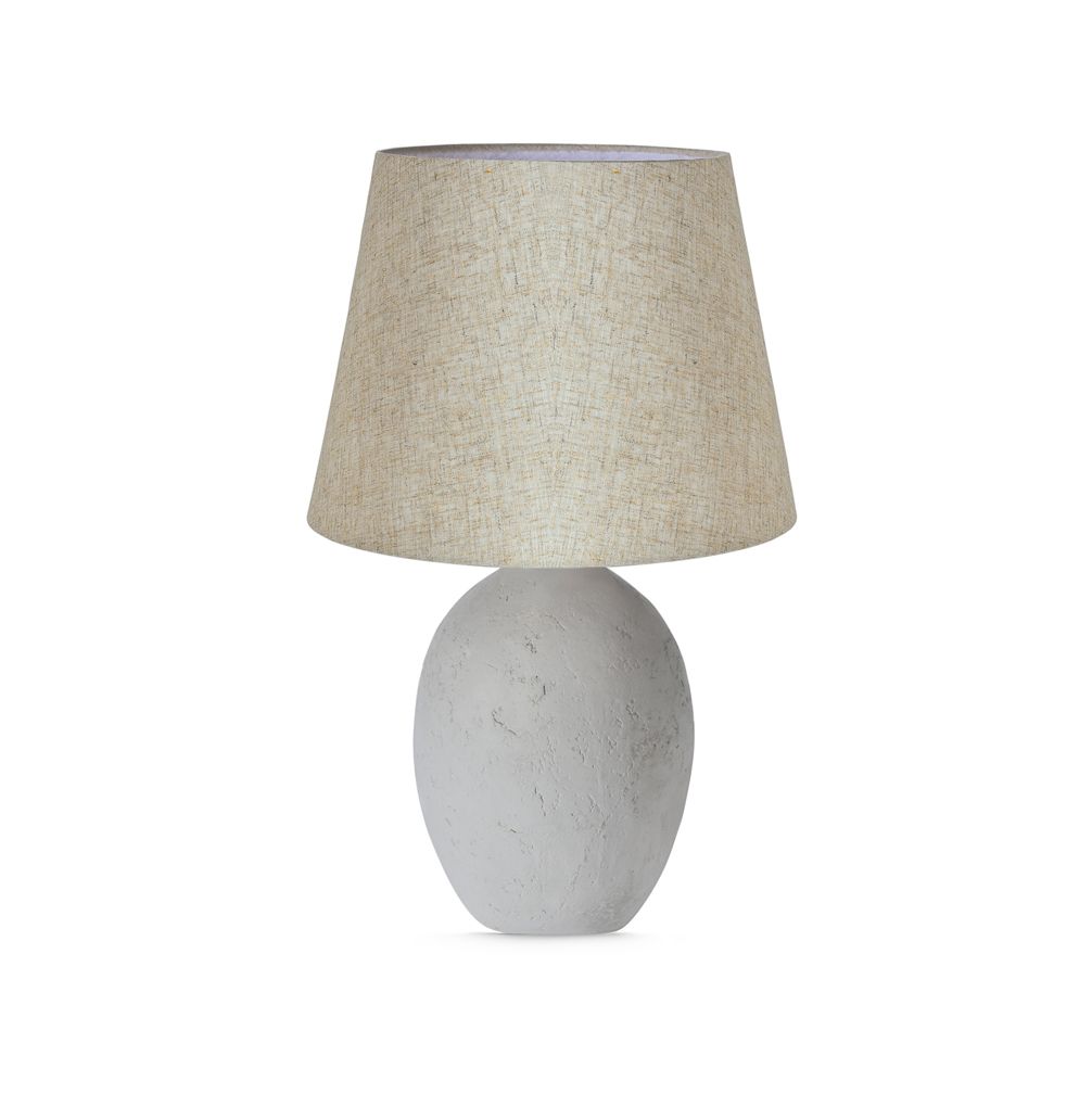 Concrete Oval Base with Linen Shade Table Lamp