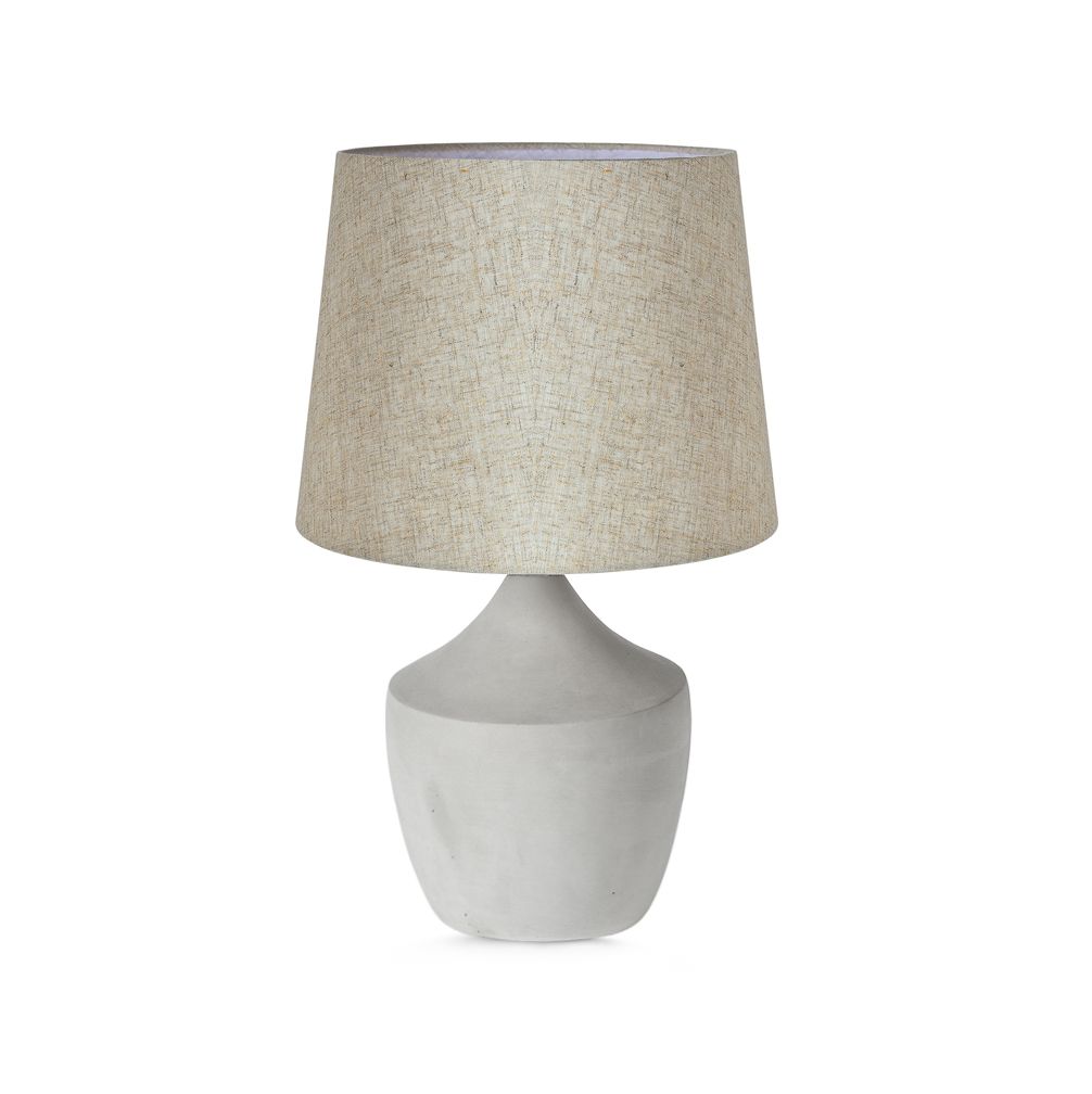 Concrete Pot Base with Linen Shade Table Lamp
