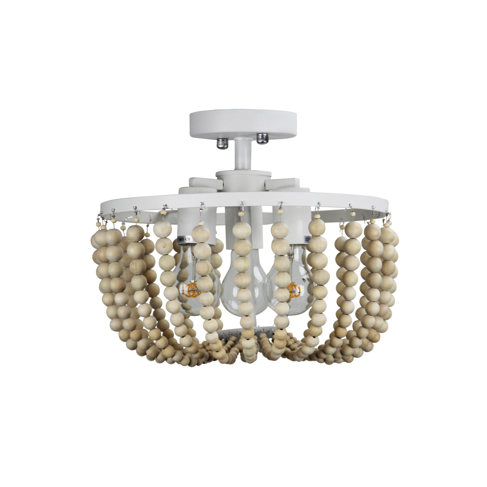 Cassandra Natural Beaded Close To Ceiling Light