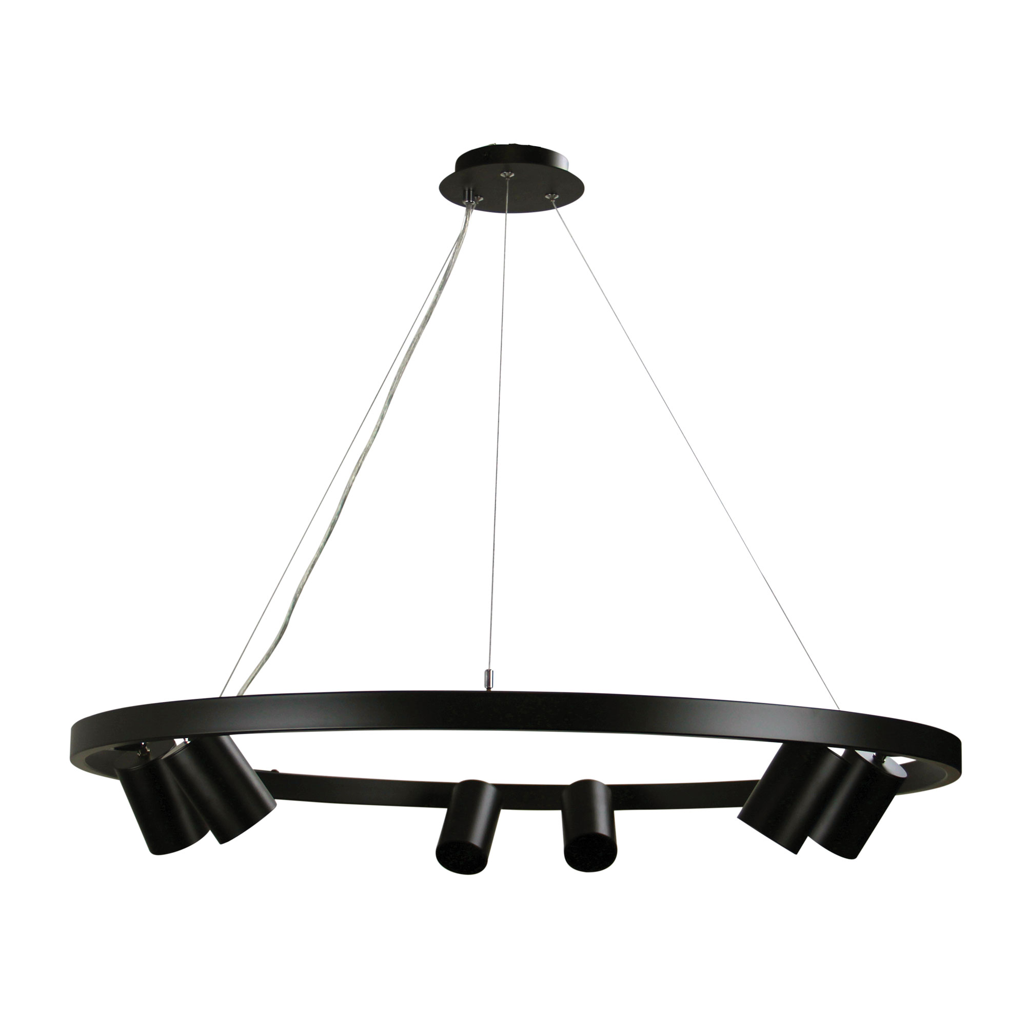 Reed Black Ring with 6 Spot Heads Pendant Light