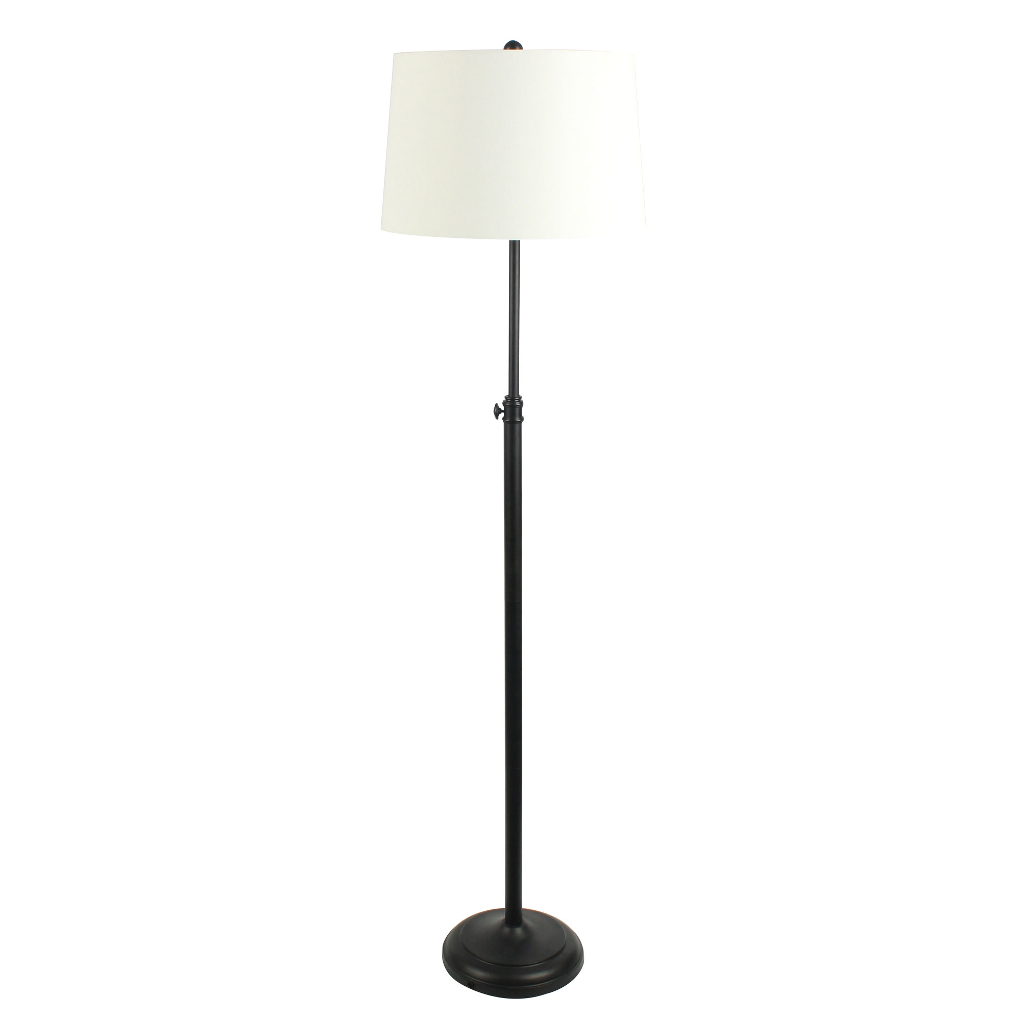 Ursula Black with Ivory Linen Shade Adjustable Floor Lamp