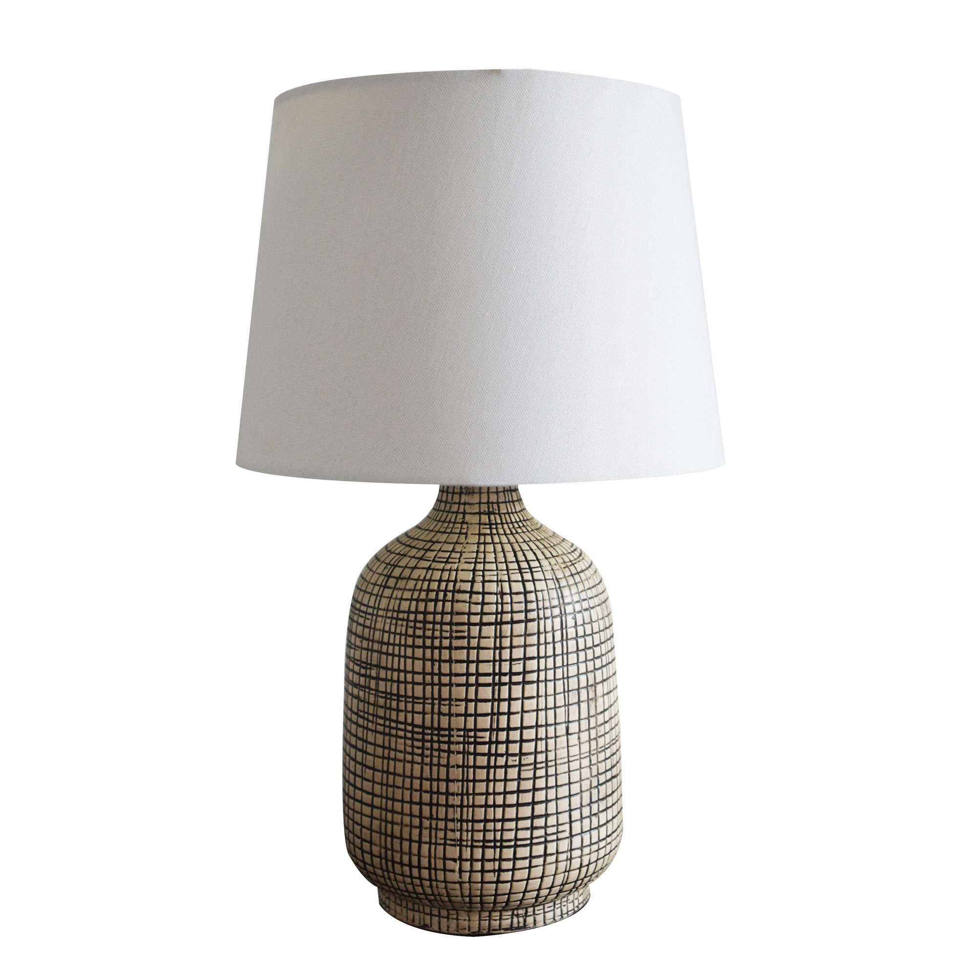 Cameron Ceramic with Tapered Ivory Linen Shade Table Lamp