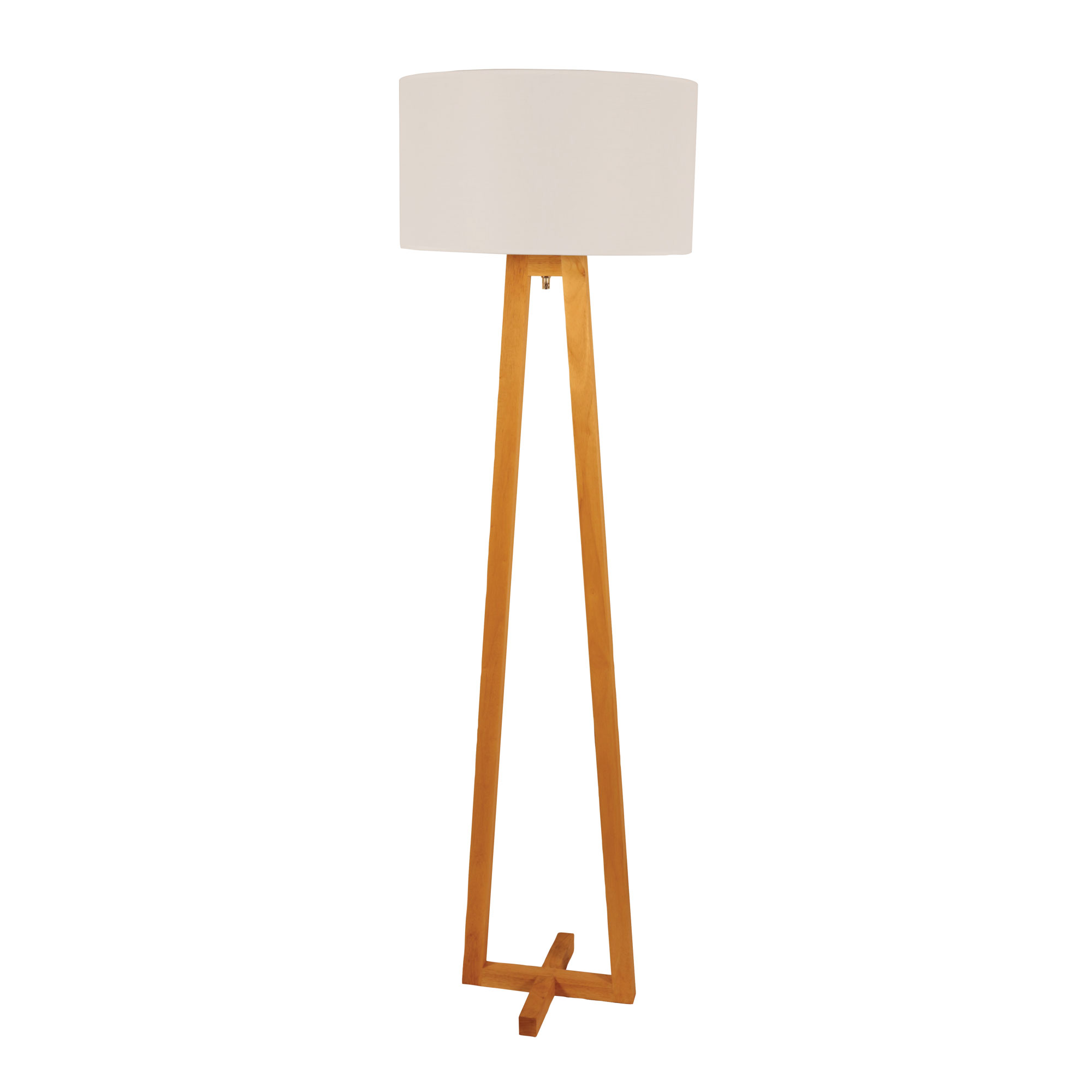Ezra Natural Timber Scandi with White Shade Floor Lamp