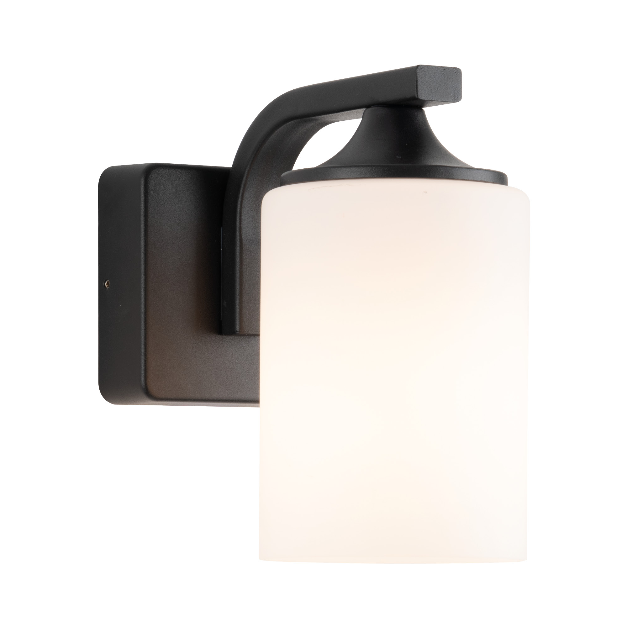 Gregory Black with Frosted Glass Outdoor Wall Light