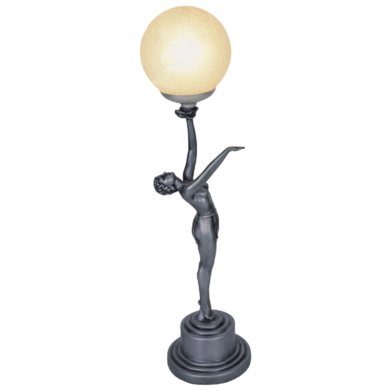 Amelia Silver and Frosted Glass Ball Art Deco Table Lamp