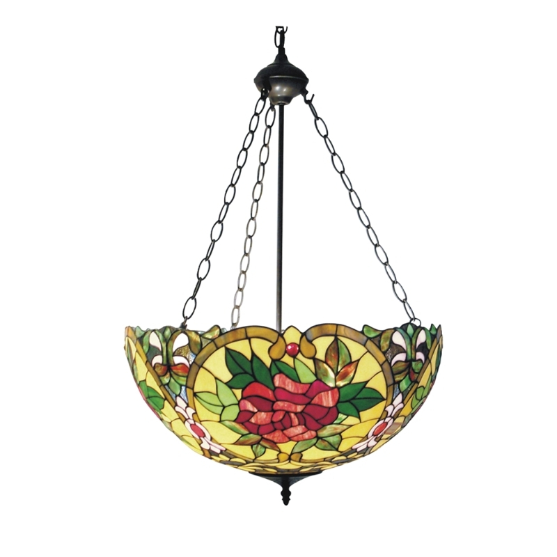 Red Camellia Tiffany Pendant Light