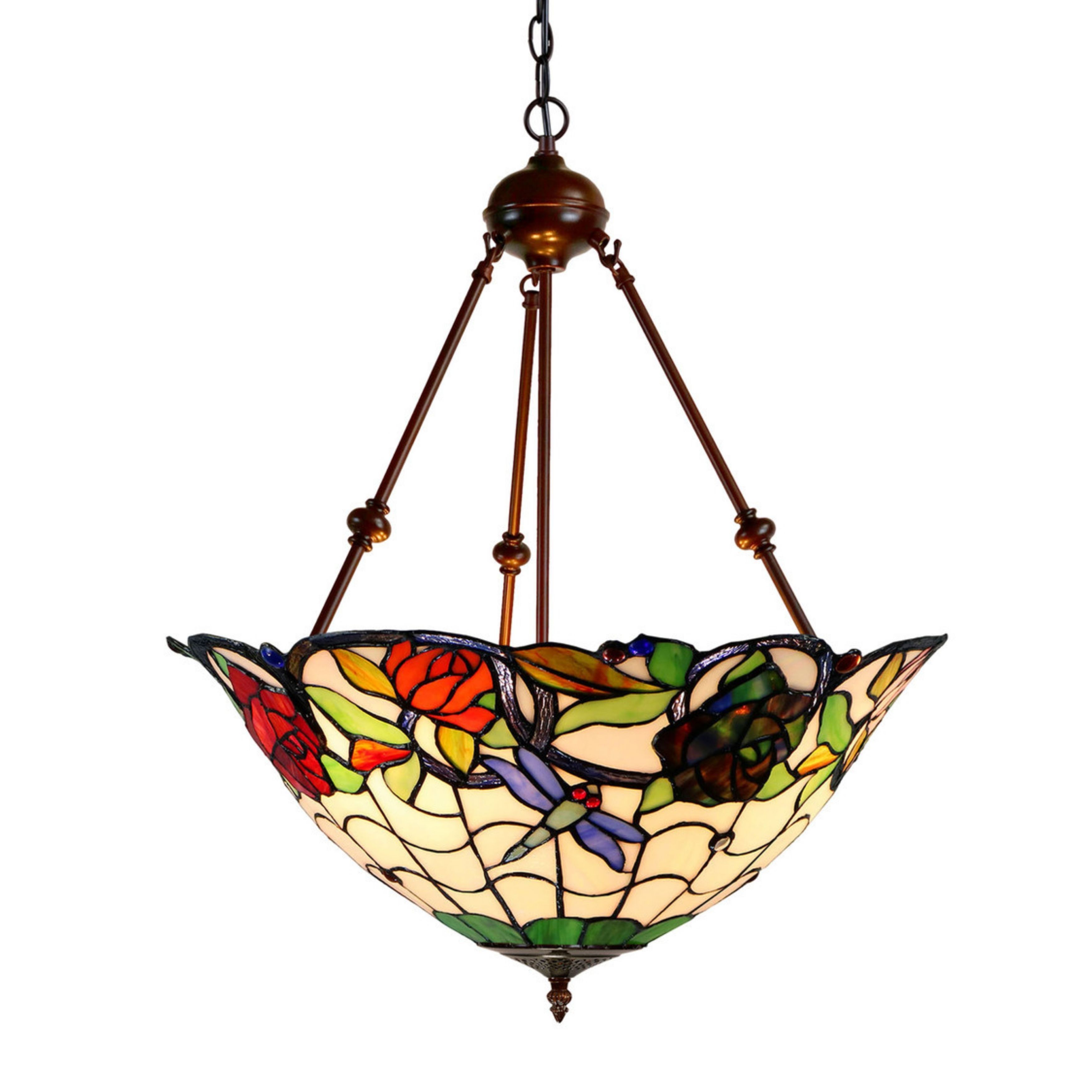 Rose & Dragonfly Tiffany Pendant Light