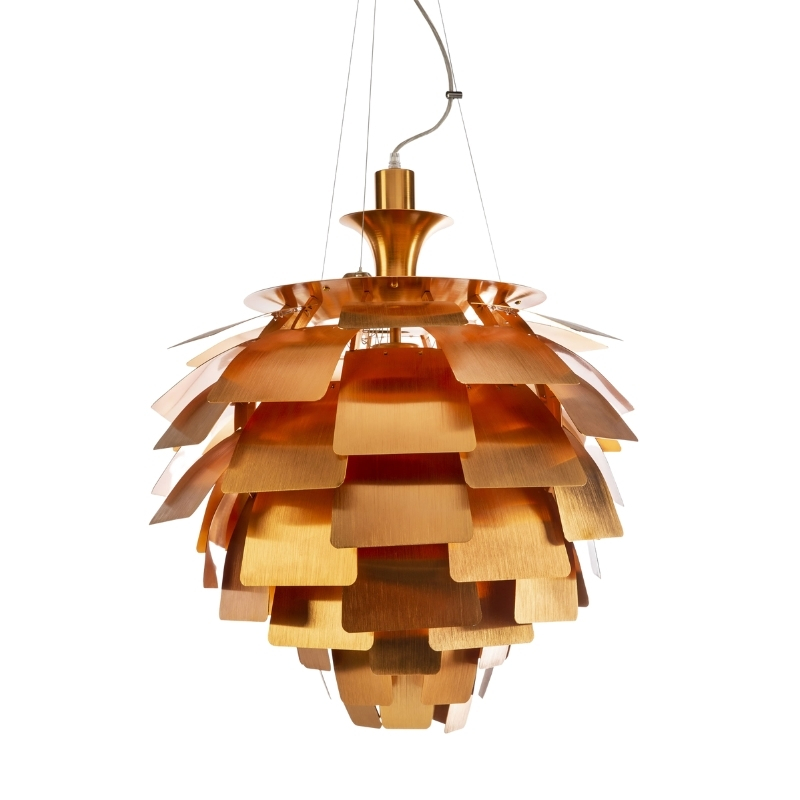 Copper Metal Leaves Cone Feature Pendant Light