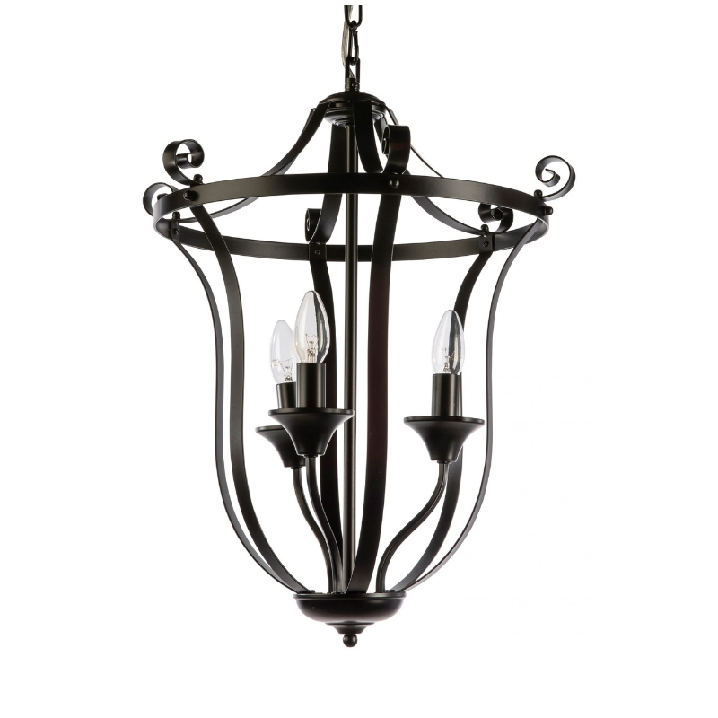 Conway 3 Light Black French Provincial Pendant Light