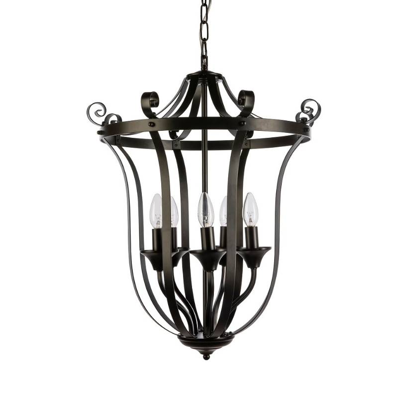 Conway 5 Light Black French Provincial Pendant Light