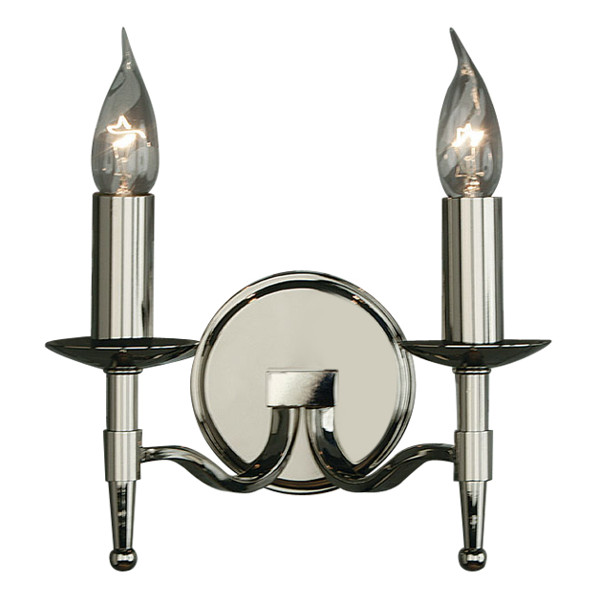 Stanford 2 Light Candle Nickel Wall Lamp